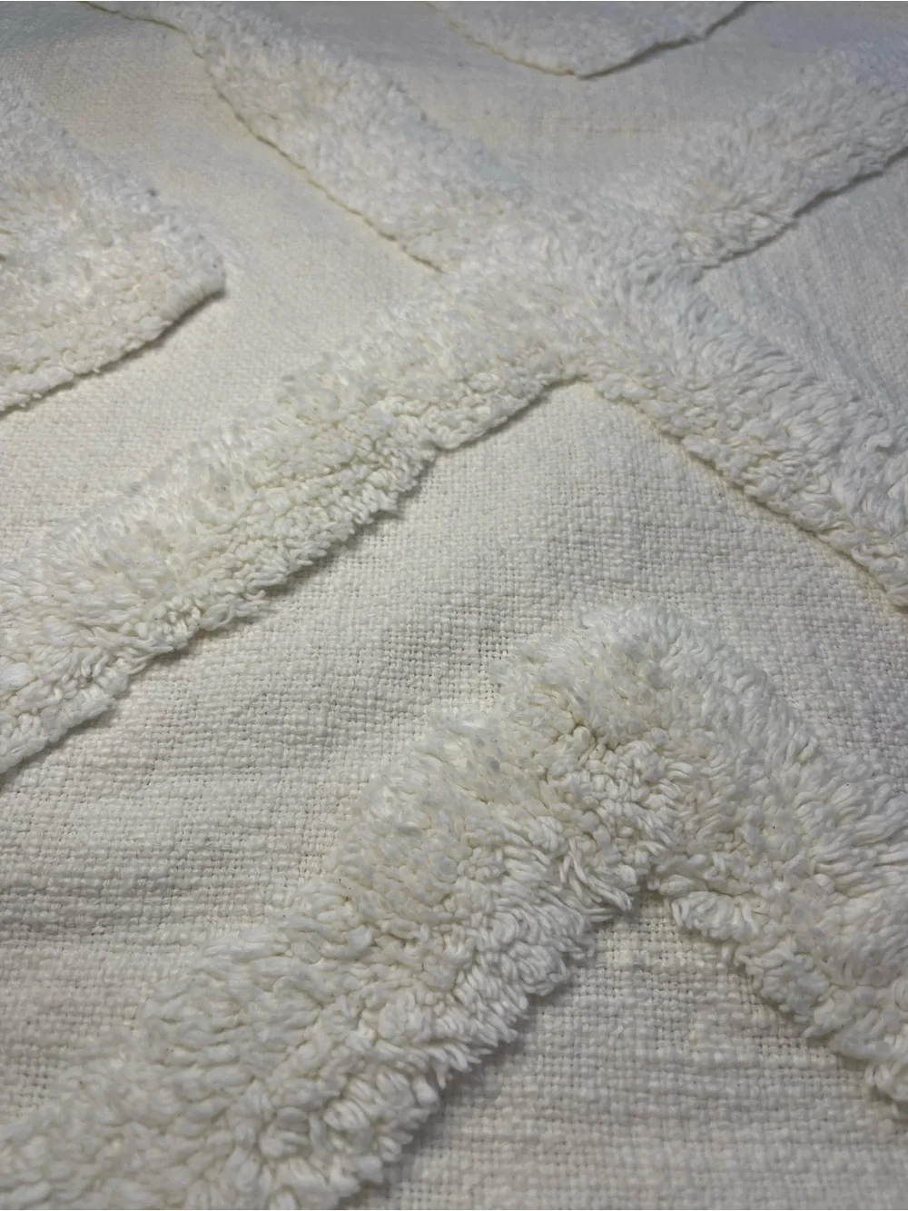 Thro home Marlo Lorenz 20x20” Ivory Terry Tufted Cotton Slub Fringe Pillow Cover